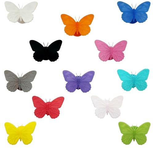 CHENINKJG 12 Schmetterling Weinglas Marker, Weinglas Anhänger, Silikon Wein Trinken Marker, Geeignet für Weingläser, Sektgläser und ähnliche Gefäße