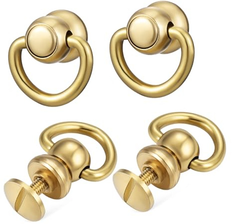 Gatuida 4 Remaches de Anillos en D Pequeños de Latón Dorado para Bolsos y Collares de Perro Resistencia y Fácil Fijación para Manualidades