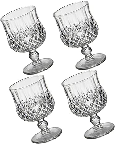 SOLUSTRE 4pcs Wine Glasses Elegant Frosted Glass Goblets for Cocktails Wine Glasses Vintage Style for Dining Party