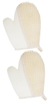 BIUDECO Sisal Exfoliating Bath Gloves 2pcs Set, Natural Fiber Mud Rubbing Gloves for Body Scrub and Shower Exfoliating, Sturdy Flat-edge Design Suitable for Bathing and Spa Care