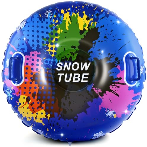 Slittino da Neve Gonfiabile, Tubo da Neve Gonfiabile con Maniglie, Robusto Slitta Gonfiabile per Adulti e Bambini, all'usura e Antigelo, Alitta da Neve Tubo di Neve per Sport Invernali all Aperto