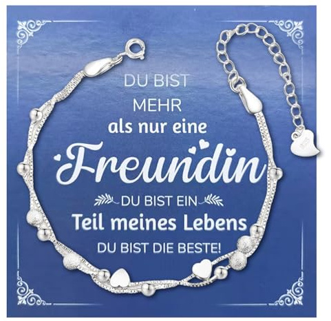 YAAYEELE Freundschaftsarmbänder, Herzchen Armkettchen, Herz Silber Armband Verstellbar, Beste Freundin Geschenke, Geschenk für Damen, für Geburtstag Weihnachten Valentinstag