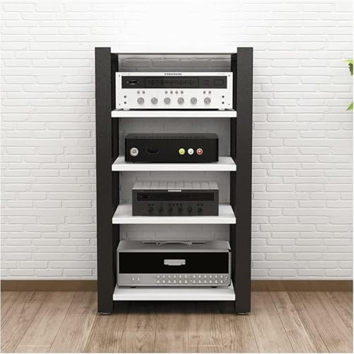 DUddTTW Audio-Rack, 2/3/4/5-stufiges Stereo-Rack, Audio-Geräte-Rack, offenes Audio-Rack, Schrank, HiFi-Rack, verstellbares Audio-Video-Regal, langlebig(Wei�,5 Tier)