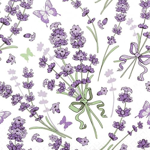 20 Servietten Blumen Schöner Lavendel als Tischdeko. Papierservietten mit Motiv. Auch für Decoupage und Serviettentechnik 33x33cm