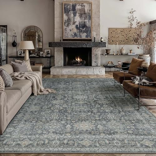 PureCozy Vintage Teppich Wohnzimmer 200x300cm Schwarz Schlafzimme