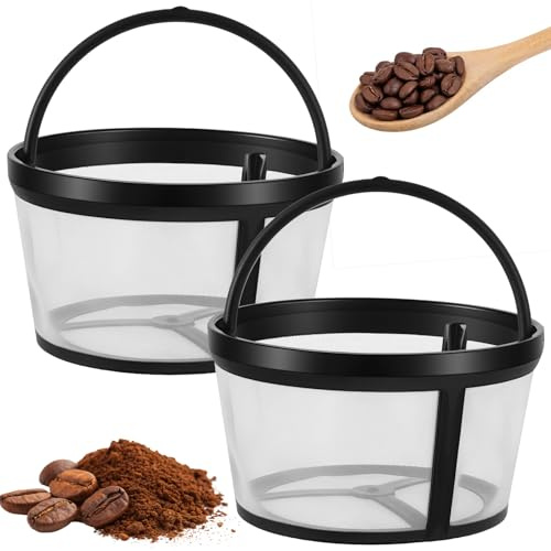 Sorcristy 2PCS Coffee Filter Basket, Universal Filters Reusable 4-6 Cup Nylon Mesh Permanent Filters Replacement with Handle for Makers and Brewers, Most Coffee Machines