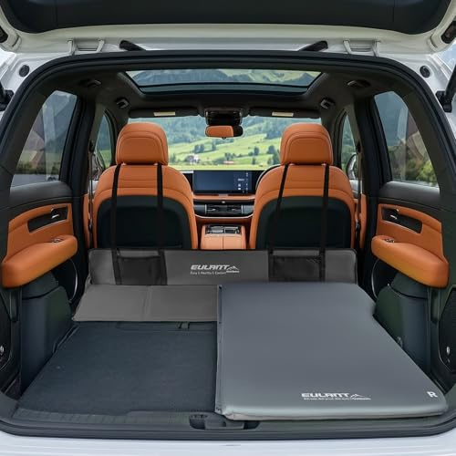 EULANT À Gonflage Automatique Matelas Voiture avec Pompe,Portable Matela Gonflable Voiture avec Mousse Haute Résilience pour Tesla 3/Model Y/SUV/MPV, Valeur R8,185×66×5cm,Droite