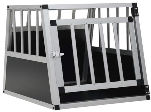 Hundetransportbox für das Auto, stabile Hundebox mit Einzeltür, Aluminium Hundetransportkäfig 54 x 69 x 50 cm für kleine Hunde