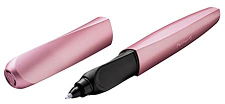 Pelikan Twist Girly Rose, Penna a Sfera Ergonomica, per Destrimani e Mancini, per Scuola e Ufficio, Punta M Indeformabile, 2 Cartucce KM Blu Incluse, Ricaricabile
