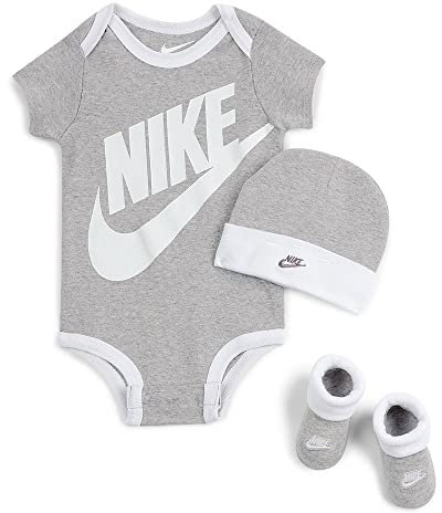 Nike Hat, Bodysuit And Bootie Three Piece Set Calzini, Abbigliamento Sportivo Grigio, 0-6 Mesi Bimbo