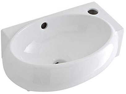 MILANO White Ceramic Oval Wall Hung Corner Bathroom Basin Sink 400 x 280mm