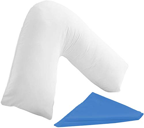 Comfortesy Premium Wedge Pillow V Shaped Pillows Back & Neck Support Medium Firm Pillow with Hollow Fiber Filling Ideal for Maternity and Pregnancy with Free Pillowcase