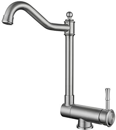 SJQKA Vorfenster Küchenarmatur,Wasserhahn Küche Umklappbar,Vorfenster Armatur Für Küche Mischbatterie Drehbar,Hergestellt Aus Edelstahl 304 In Lebensmittelqualität (Gebürstet)