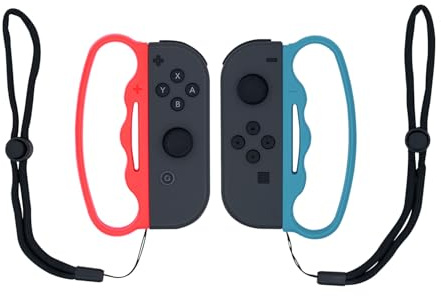 Mcbazel Box Griff in blau und rot mit Handschlaufen für NS Switch/Switch OLED Joy-Cons ideal für Fitness und Boxspiele - Nicht Switch 2
