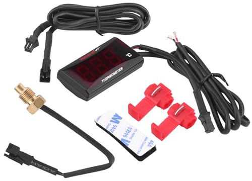Thermomètre numérique moto universel moto thermomètre numérique température de l'eau jauge de température mètre pour Scooter de course Quad Square(Lumière rouge)