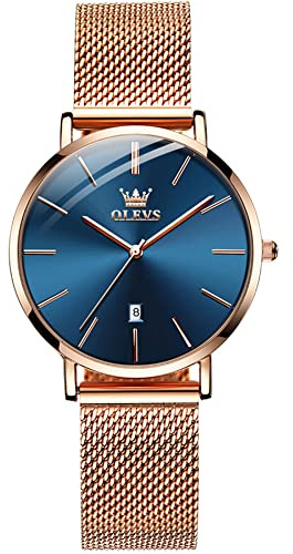 OLEVS Ladies Ultra Thin Watches, Big Face Analogue Quartz Dress Mesh Belt