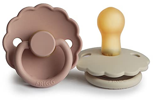 FRIGG Daisy Latex Schnuller | Klassischer Schnuller 2er-Pack | symmetrische Kirschform | BPA-frei | Made in Dänemark | Latex Schnuller Schnuller | (Blush/Creme, Größe 1 (0-6 Monate))