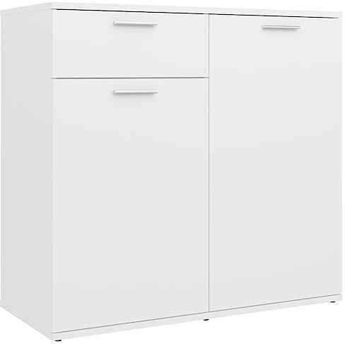 vidaXL Aparador Entrada Acento Pasillo Vestíbulo Recibidor Auxiliar Decoración Hogar Casa Escritorio Mueble de Madera Contrachapada Blanco 80x36x75 cm