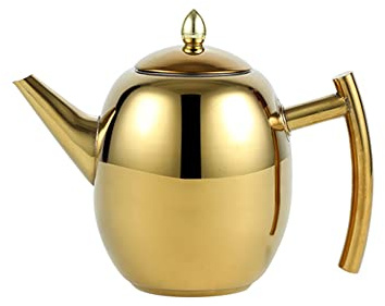OnePine 1L/34 oz Théière en acier inoxydable Cafetière avec infuseur amovible, Théière Bouilloire en Acier Inoxydable Tea Pot Cafetière Filtre Convient pour cuisinière à gaz, cuisinière à induction