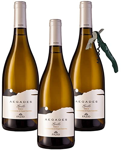 Sicilia Bedda - FAZIO VINI - Vino Bianco Prodotto a Erice - IDEA REGALO (AEGADES GRILLO Erice Doc, 3 Bottiglie con Apribottiglia)