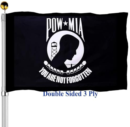 Mia Pow Flag 3x5 Outdoor Double Sided- Black You are Not Forgotten Prisoner of War Military Flags Heavy Duty 3 Ply Fade Resistant for Outside Outdoor Indoor