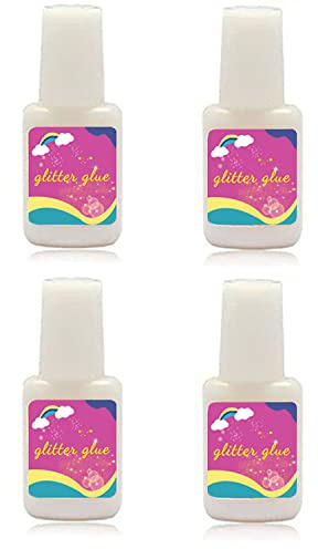 4 Pcs Glitzer Tattoo Kleber, 8ml Glitter Glue Pinselflasche,Hautkleber für Glitzertattoos,Körperkleber und Hautkleber für Glitzertattoos, für Halloween, Karneval, Motto-Party, Kostüm-Events (32ml)