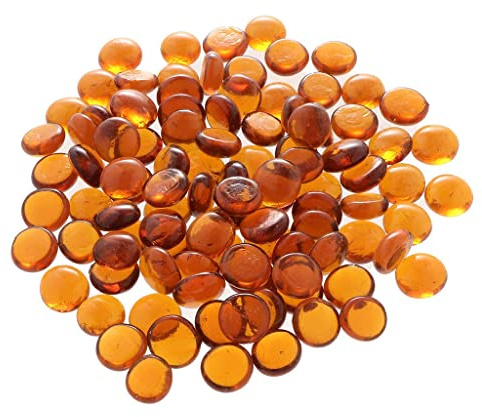Colcolo Decorazione di Riempitivi per Vasi di Perline di Marmo di Vetro di Colore Misto, Ambra Trasparente