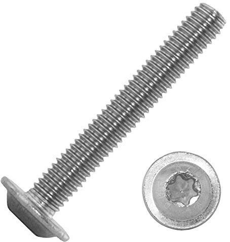 Techtanium Linsenkopfschrauben M10 x 30/30 mm mit Innensechsrund & Flansch aus Edelstahl A2 (20 Stück) | Versch. Größen & Verpackungseinheiten verfügbar | Flanschschrauben | ISO 7380
