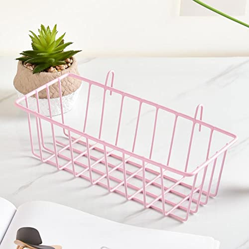 Jauhmui Cesta Metálica Colgante Almacenaje Para Balcón Y Hogar(Rosa)