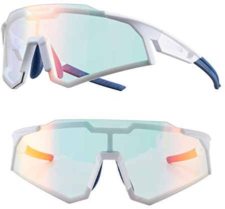 ROCKBROS Fahrradbrille Sportbrille Photochrome Sonnenbrille Schutzbrille Selbsttönend UV400 Schutz Outdoor Radsport Wandern Angeln Laufen für Damen und Herren
