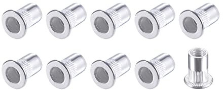 METALLIXITY Rivet Écrous (M6) 50pcs, Aluminium Alliage Moleté Corps Filetage Inserts Écrou - pour Meuble Mécanique Fixations, Argent Ton