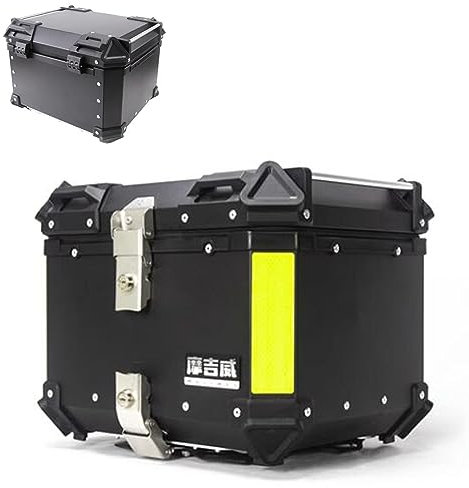 Caja Superior De Motocicleta Baúl para Moto con Respaldo Y Placa De Montaje, Funda Trasera De Aluminio Universal 36L 45L 55L 65L Maletero para Motocicleta para Casco De Equipaje (Color : A, Size : 3