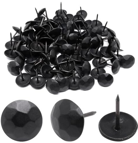 YuGtcen 100 Tachuelas Decorativas de Metal para tapicería de Madera (15 x 20 mm, Negro Mate)