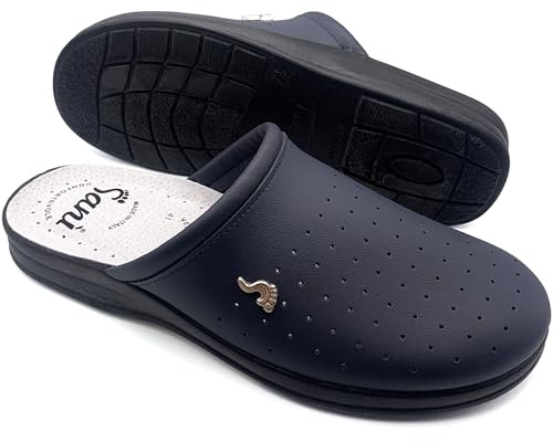 Pantofole Ciabatte Sanitarie Uomo Sandali Comodissimi da Lavoro in Pelle Scarpe Zoccoli Infermiere Dottore Cucina (43)