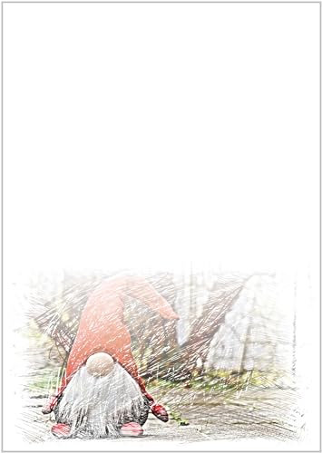 Briefpapier Wichtel DIN A4 - Papier Weihnachten - 20 Blatt - Motiv Nr. 013 | 80g/m²