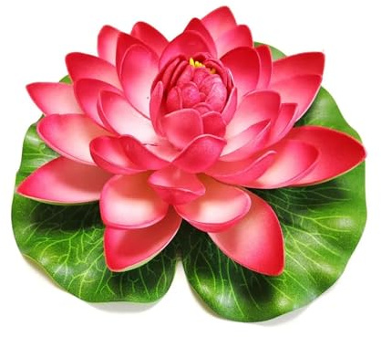 HKYBCF Nenúfar Artificial Flor Artificial de Loto Flotante de 10/17/28/40/60cm, Planta de Loto Artificial, Micro Paisaje de Agua Realista for decoración de Estanque y jardín (Color : 17cm Red)