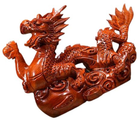 Yardwe Dekorative Drachenfigur Dekorativer Holzdrache chinesische Sternzeichenfigur Dragon Figur Drachen-Skulptur- Verzierung in Drachenform Modellieren Kunsthandwerk