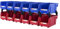VEVOR Bac à Bec Plastique 24 Boites Rangement Empilables Atelier 137x105x78 mm Bleu/Rouge Combinaison Conteneurs de Stockage Robustes pour Placard, Cuisine, Bureau, Garde-manger, Étagère, Mur d'Outils