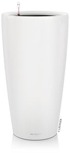 LECHUZA-Pflanzgefäß Rondo Premium 32 Weiß matt| Pflanzsäule mit Bewässerungssystem, Wasserstandsanzeiger und Pflanzeinsatz | Matte Oberfläche | Ø 32,5 x 56,5 cm | 15786