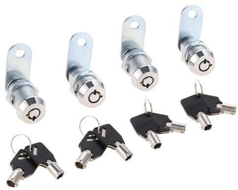 4 juegos de cerradura de leva con llave Tubular, cerradura de armario for puerta, caja de seguridad, cajón, muebles, cerraduras de leva cilíndrica con candado de llave(30mm)