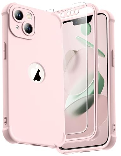 ORETECH Compatible with iPhone 13 Mini Case, and [2 x Tempered Glass Screen Protector] [Camera Protection] [Military Grade Protective] Slim Fit Bumper Cover for iPhone 13 mini Phone Case - Baby Pink
