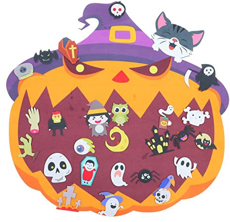 RORPOIR 1stück Halloween Dekoration Diy Bastelset Mit Filz-pumpkin Und Katze Wiederverwendbares Hängedekor Für Gruselige Partys Und Festliche Anlässe Orangefarbenes Design Für