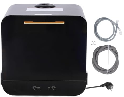 Mini Lavavajillas, Secado Automático de Aire Caliente, Función de Secado por Ventilación, Lavavajillas de Encimera Compacto Portátil, Adecuado para Apartamentos, Dormitorios,