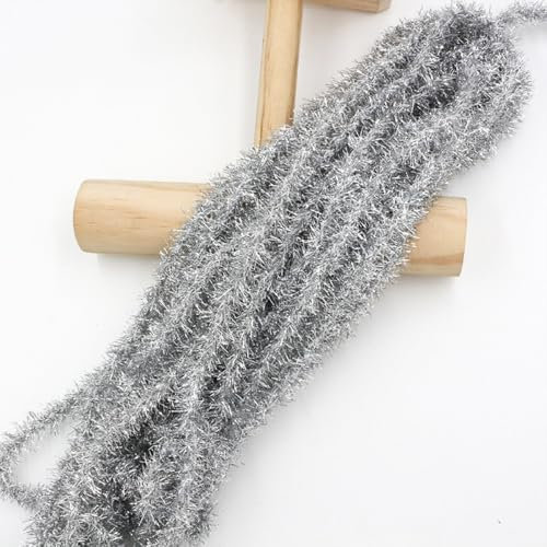 Whakano 2m Lametta Girlande,Hängende Ornamente,Weihnachtsgirlande,Weihnachtsdekoration,Weihnachtsbaum Dekoration Girlande,für Party,Geburtstag,Hochzeit,Abschluss Party,Karneval,Weihnachten,Silber