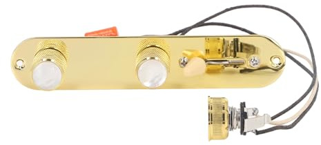 FLEXMAN Voll Bestückte Gitarren Kontrollplatte, Vorverdrahtete 3 Wege Lautstärke Ton Kontrollplatte mit Kabelbaum, Große Alpha Potentiometer für Telecaster (Gold)