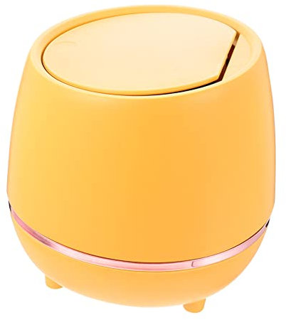 DIYEAH Mini Tisch-mülleimer Mit Klappdeckel Verschleißfest Vielseitiger Haushaltsabfalleimer Für Büro Und Zuhause Kompakt Robuster Praktischer Desktop Abfallbehälter Gelb