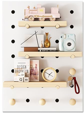 Lochwand, Pegboard, Lochwand Werkstatt, Lochwand Zubehör, Stecktafel, Quadratischer Stecktafel-Wandorganisator aus Holz, for das Heimbüro(White,40x60cm/16x24in)