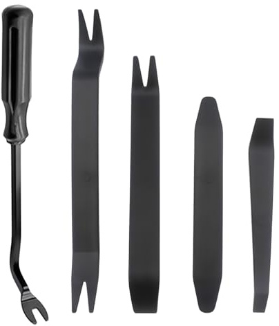 AQSQWQ 5 PCS Leve plastica smontaggio Kit, Strumento di Rimozione in Plastica, Dispositivo di Rimozione del Cruscotto Audio Video del Veicolo, Nero