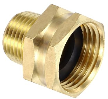 PATIKIL 3/4 GHT Female x 1/2 NPT Male Garden Hose Adapter, Brass Hose Connector Repair Fitting to Pipe Fittings Water Hose Outdoor, Gold