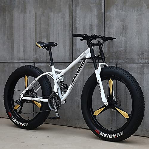 26-Zoll-Mountainbikes, Fat Tire Mountain Trail Bike für Erwachsene, 7/21/24/27/30-Gang-Fahrrad, Hardtail-Mountainbike aus Kohlenstoffstahl, Mountainbike mit verstellbarem Sitz und Vorderradfederung
